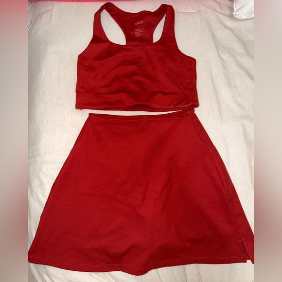 girlfriend collective Dresses & Skirts - Girlfriend Collective Vibrant Burnt Orange Top and Skirt Set